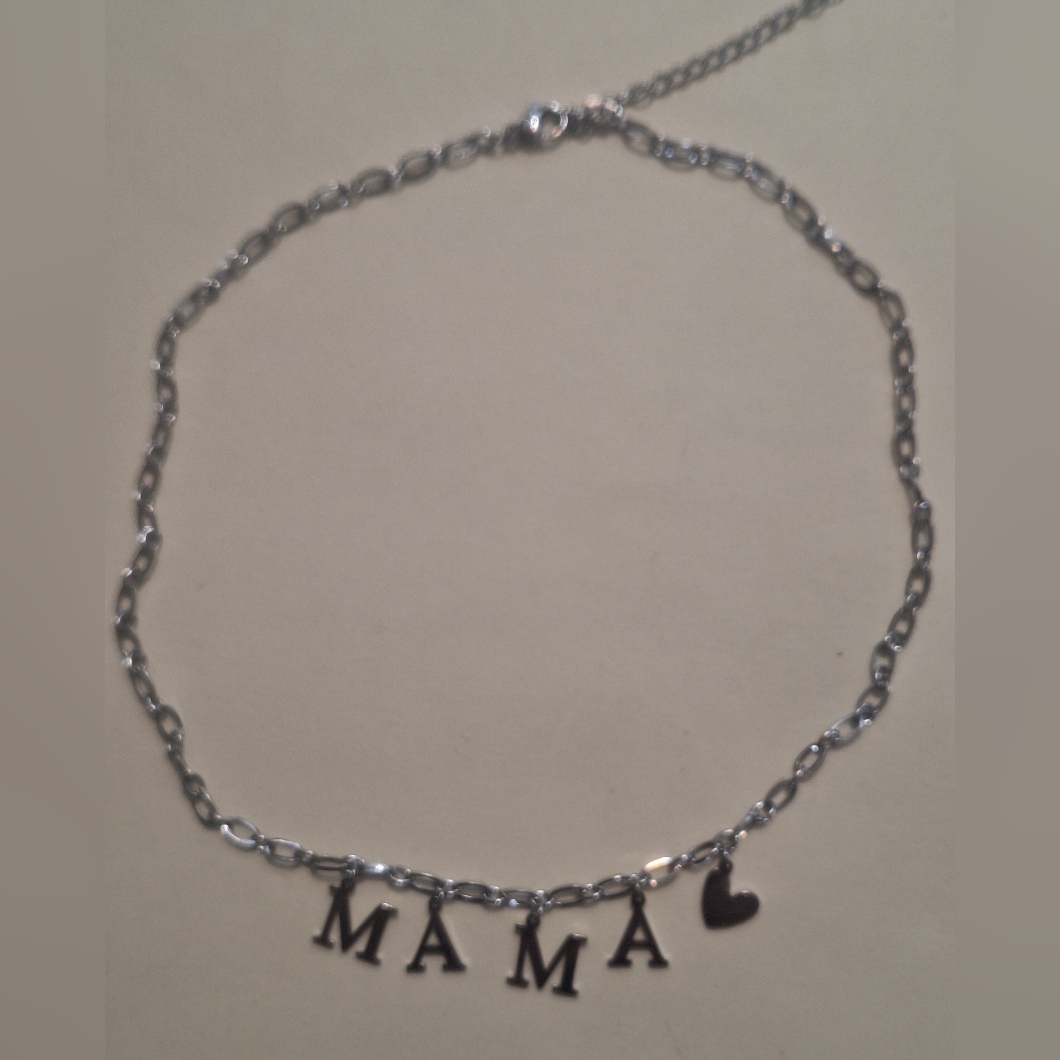 Oak  Ivy Boutique Mama Stainless Steel Silver Tone Necklace 15519 Nwot